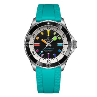 podróbka nadgarstka Breitling Superocean Automatic 42mm Zegarek Męski Turkusowy Kauczuk A17375211B2S2