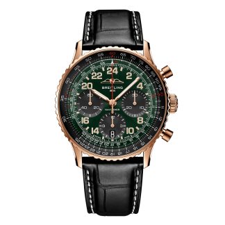 podróbka nadgarstka Zegarek męski Breitling Navitimer Cosmanaute 41mm Limited Edition Green Alligator RB12302A1L1P1