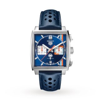 projektant gorąca sprzedaż Zegarek męski TAG Heuer Monaco Gulf Special Edition 39 mm Skóra CBL2115.FC6494