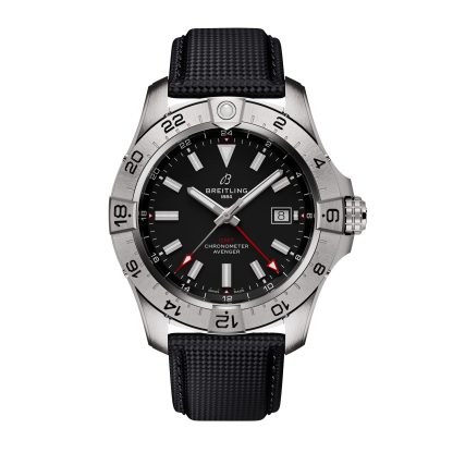 projektant mody Breitling Avenger Automatic GMT 44mm Zegarek męski Czarna skóra cielęca A32320101B1X1