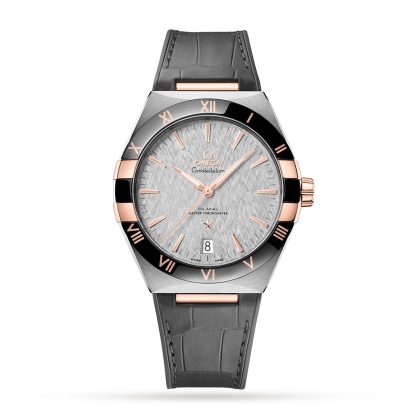 projektant mody Omega Constellation Co-Axial Master Chronometer 41mm Zegarek męski Szara skóra O13123412106001