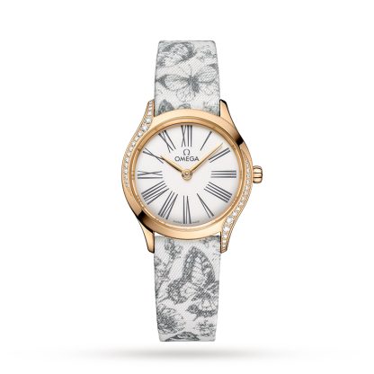 projektant mody Omega De Ville Mini Trésor Quartz 26mm Moonshine Gold Fabric O42857266004002