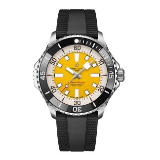 replika projektanta Breitling Superocean Automatic Code Yellow UK Edition 46mm Zegarek męski Żółta guma A173781A1I1S1