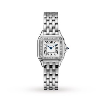 replika projektanta Cartier Panthère De Cartier Zegarek Mały Model Mechanizm kwarcowy Stal Diamenty Stal W4PN0007