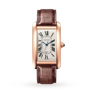 replika projektanta Zegarek Cartier Tank Americaine Średni model Mechaniczny mechanizm z automatycznym nakręcaniem Różowo-złoty aligator WGTA0047