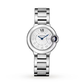 tani luksus Cartier Ballon Bleu De Cartier Zegarek 28mm Mechanizm kwarcowy Stal Diamenty Stal W4BB0029