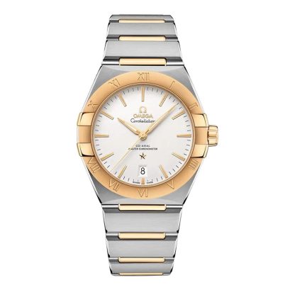 tani luksus Omega Constellation 39mm Zegarek damski Biała stal nierdzewna i 18-karatowe żółte złoto O13120392002002