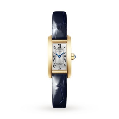 tani luksus Zegarek Cartier Tank Américaine Mini Model Mechanizm kwarcowy Żółte złoto Aligator WGTA0298