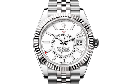 tani projektant Rolex Sky-Dweller Stal ostrygowa i białe złoto M336934-0004